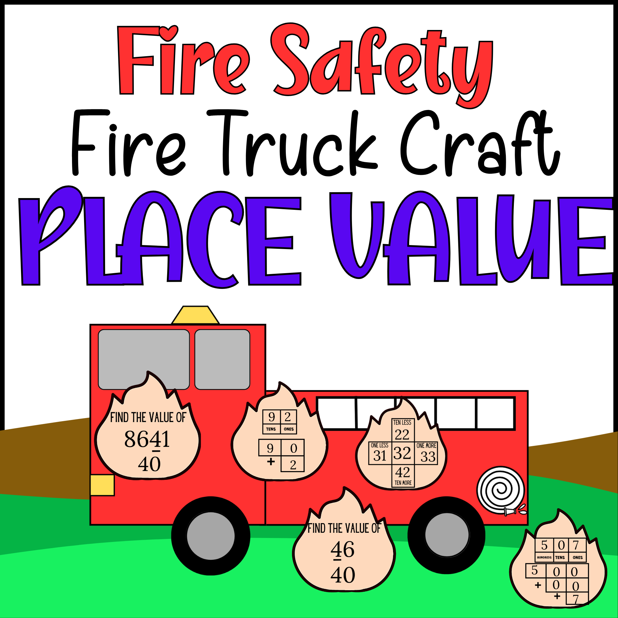 Fire safety week fire truck math craft place value st