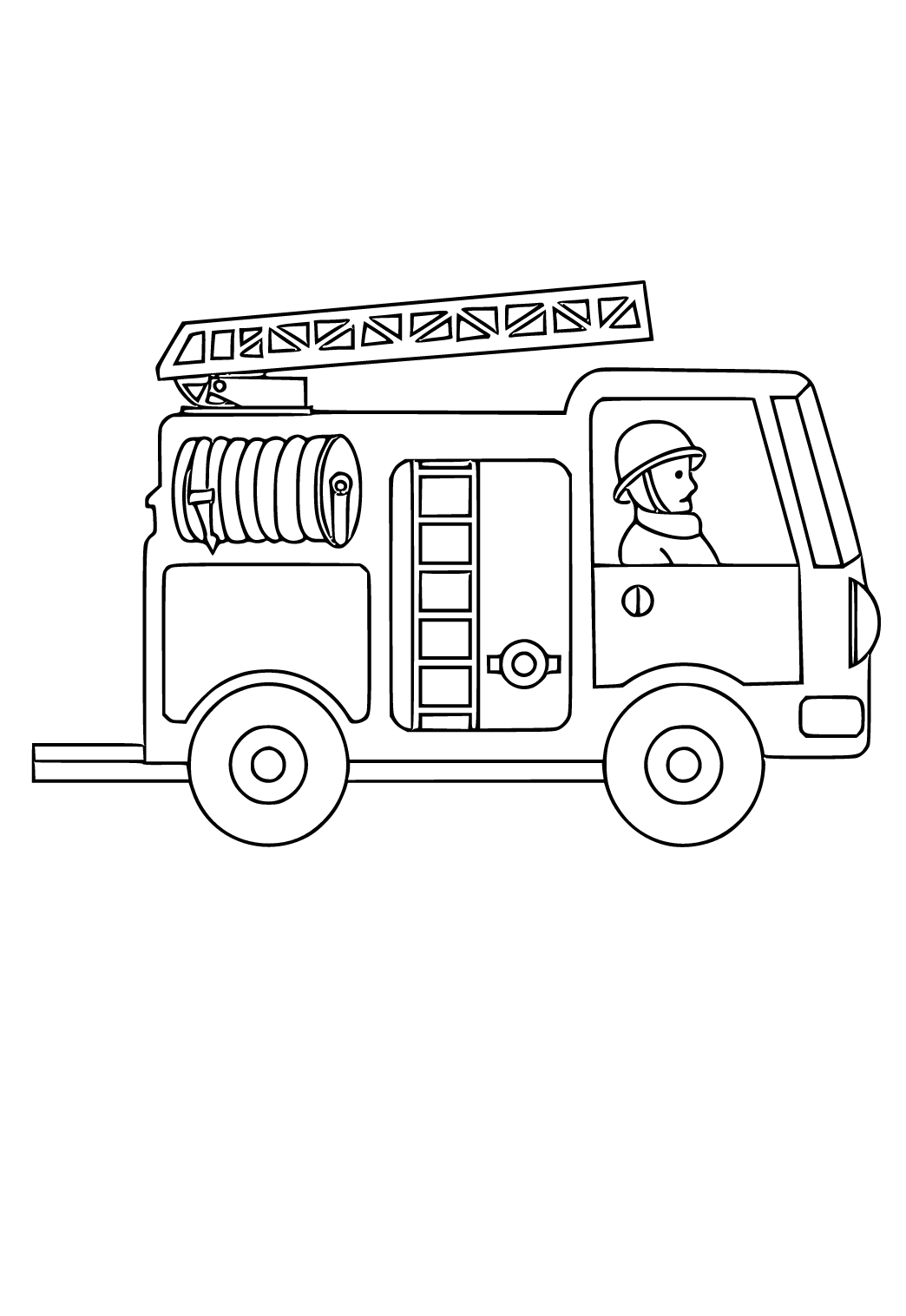 Free printable fire truck driver coloring page for adults and kids