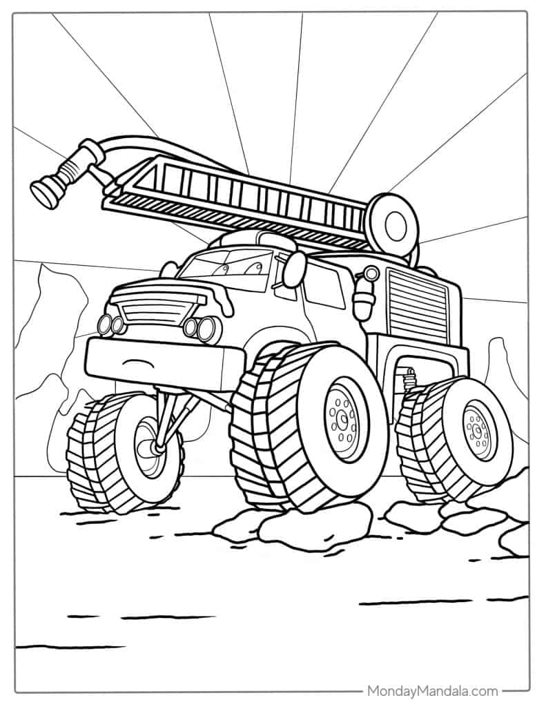 Fire truck coloring pages free pdf printables