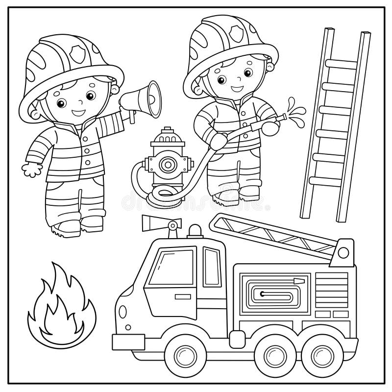 Fire truck coloring page stock illustrations â fire truck coloring page stock illustrations vectors clipart