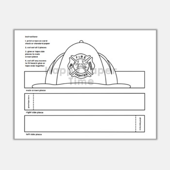 Firefighter helmet paper crown printable coloring craft activity for kids