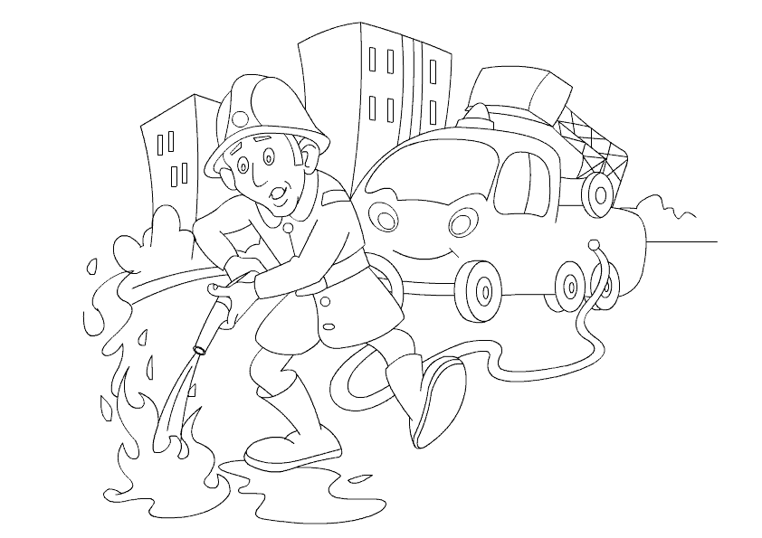 Occupations coloring pages color fire figther