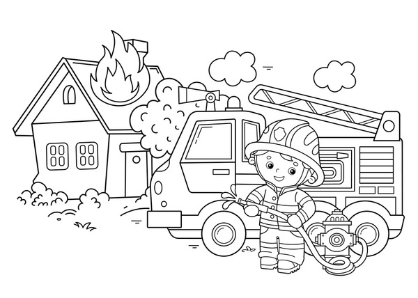 Hundred coloring book fireman royalty