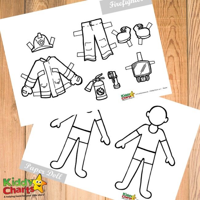 Fireman activity for kids free paper dolls