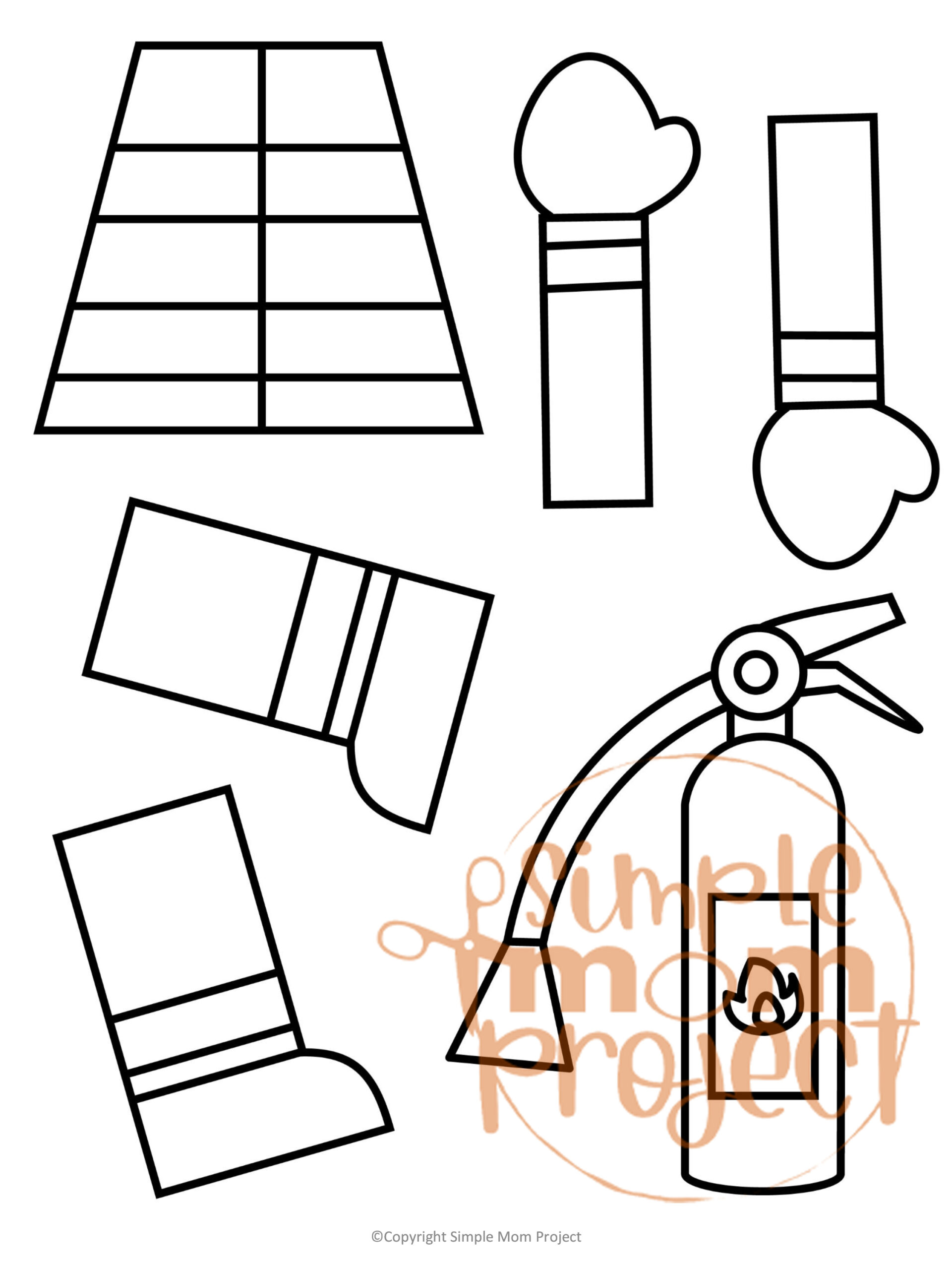 Firefighter paper bag puppet craft template