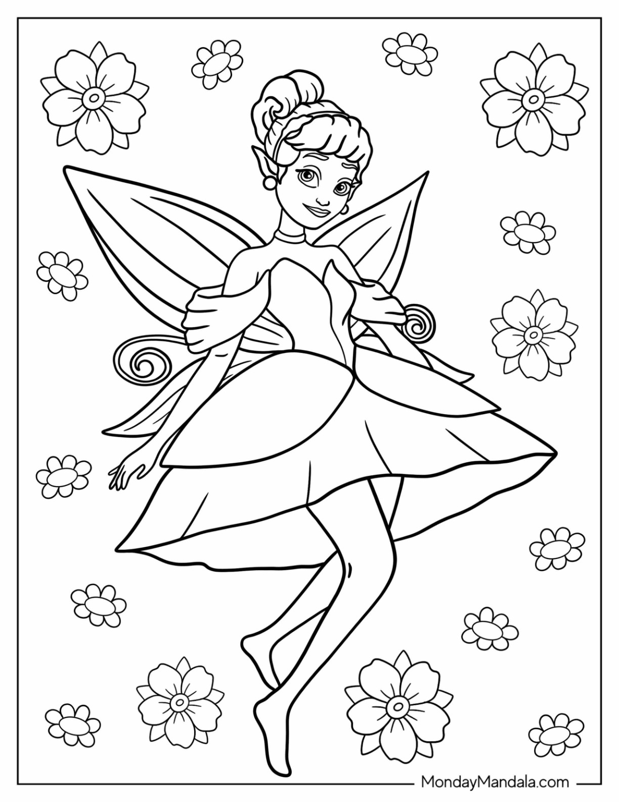 Fairy coloring pages free pdf printables