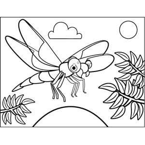 Flying dragonfly coloring page