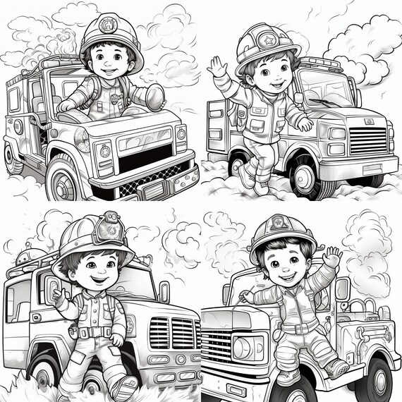 Fireman coloring book printable pages adult kids coloring pages pdf download illustration coloring book kids coloring pages print