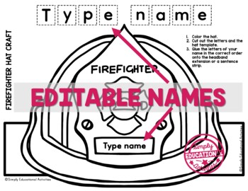 Fire safety week craft crown printable name firefighter hat activity worksheet