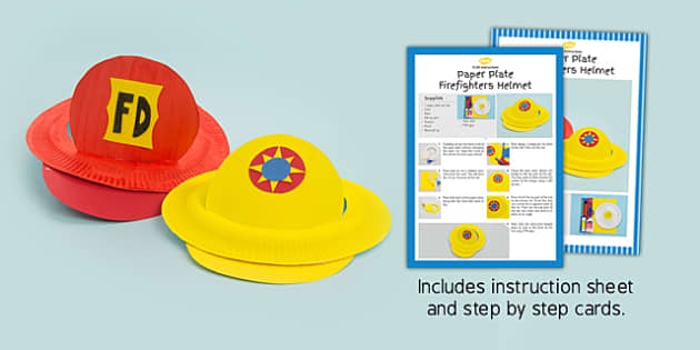 Paper plate firefighters hat craft instructions