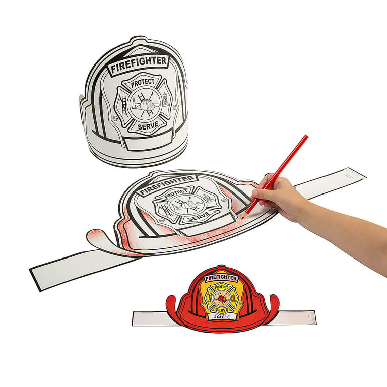 Color your own firefighter hats craft kits party supplies pieces