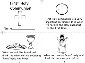 First holy munion mini book and coloring pages by miss ps prek pups