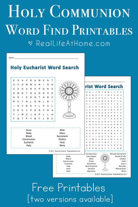 Holy munion word search printable perfect for first munion students