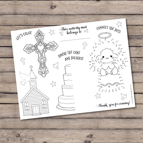 First munion coloring activity sheets holy munion favor printable coloring placemat first munion activities instant download