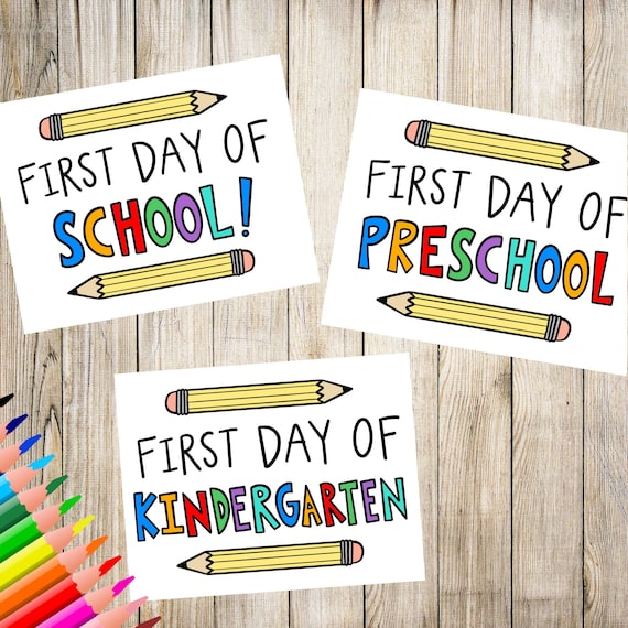Printable first day of school sign coloring pages digital download