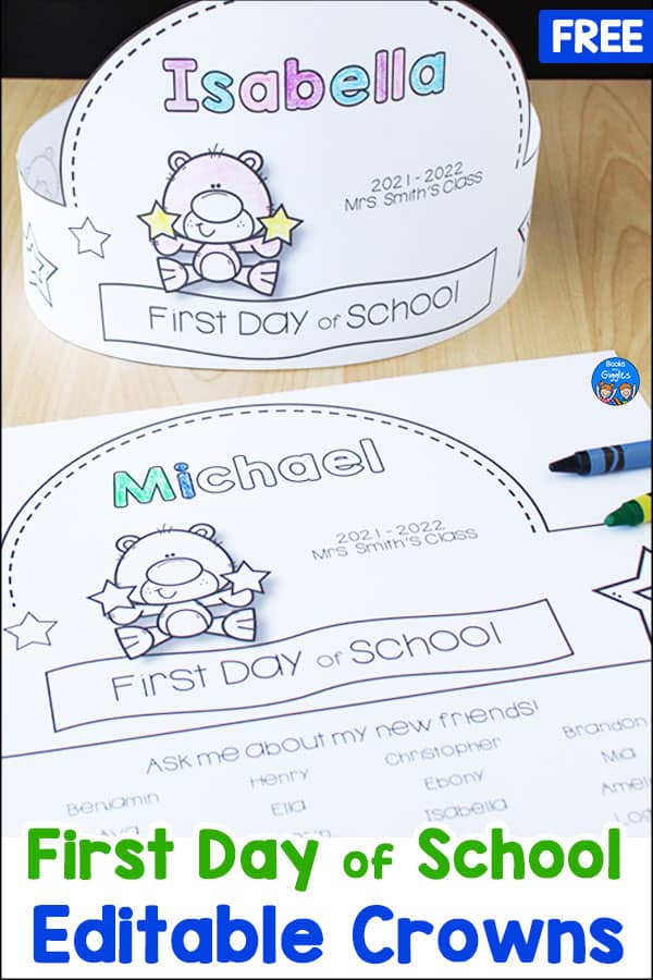 First day of school crowns for preschool and kindergarten free printable