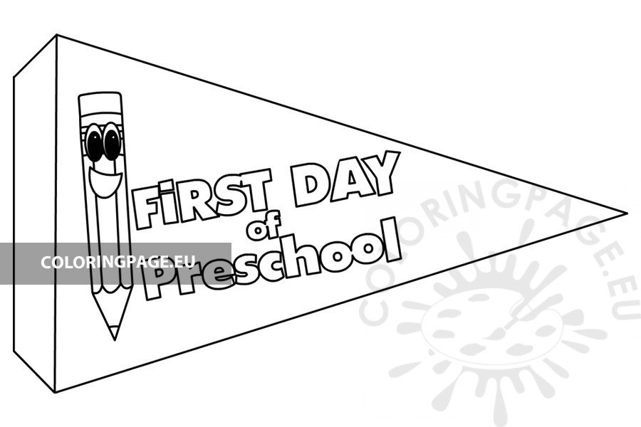 First day of school pennant printable coloring page