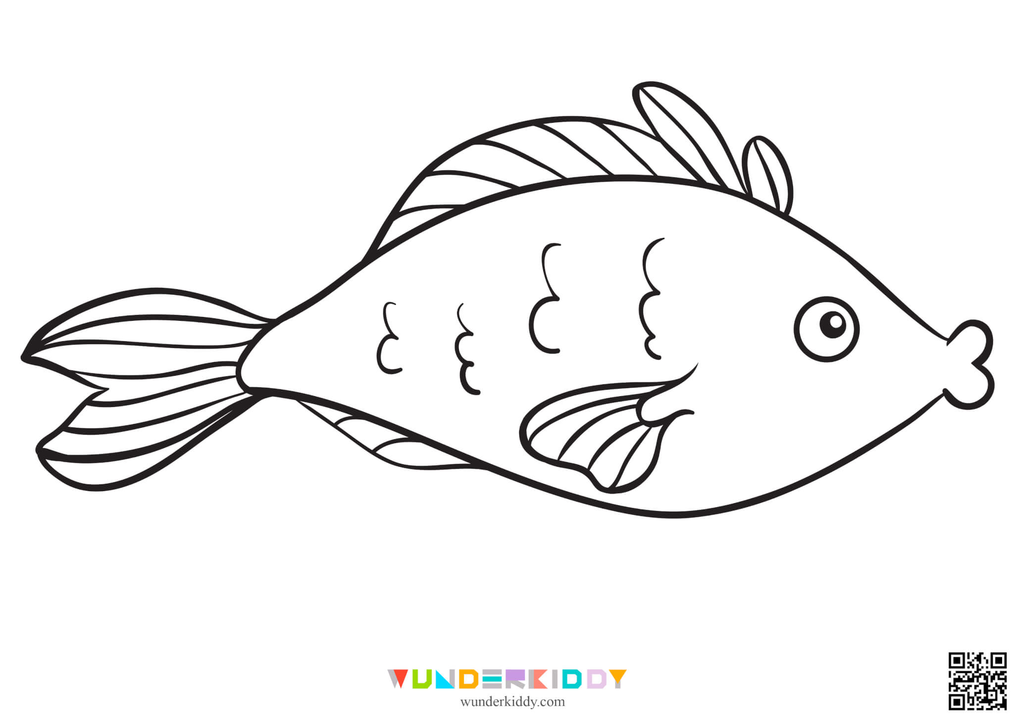 Printable fish template and coloring pages for kids