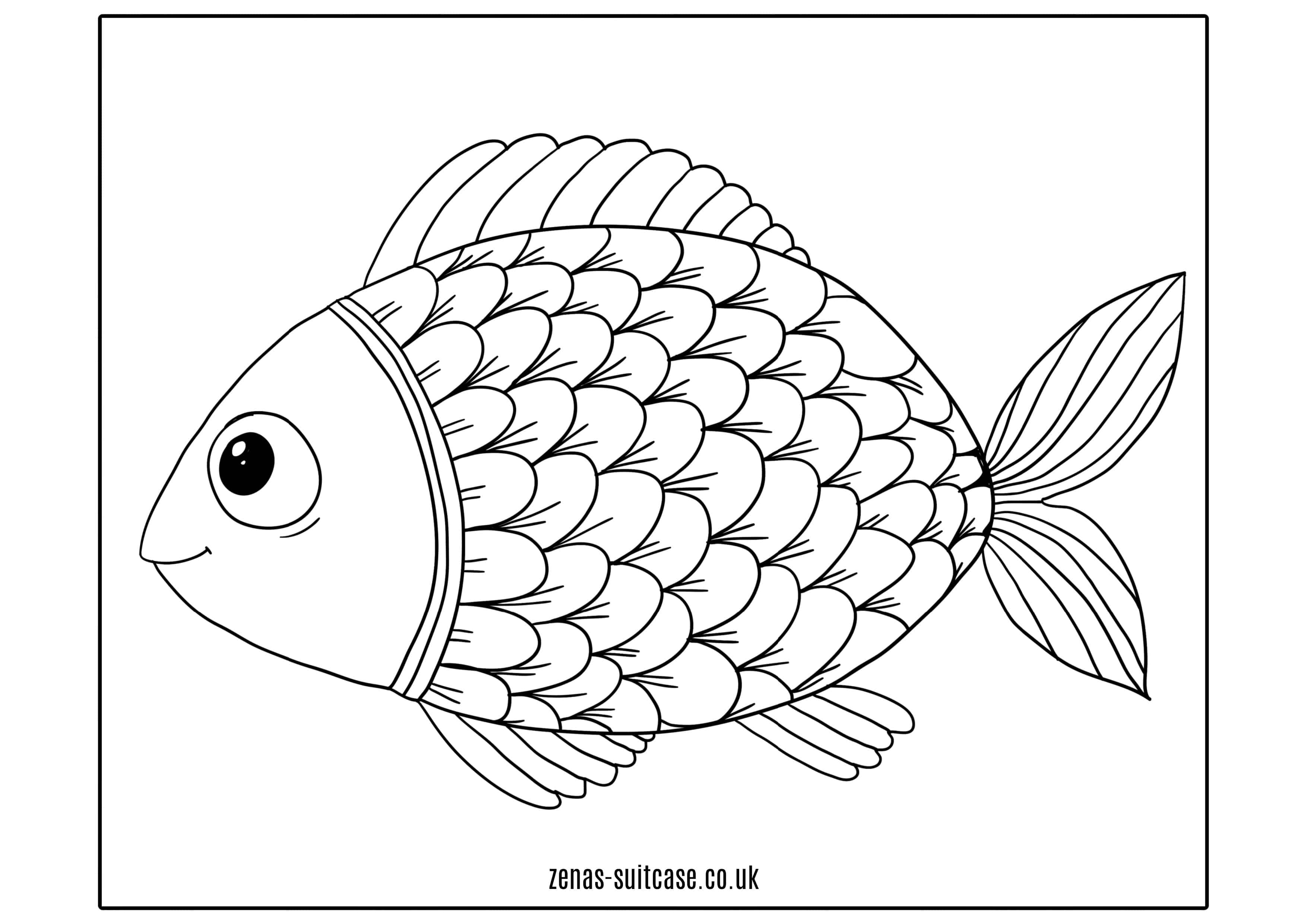 Free fish louring page for kids