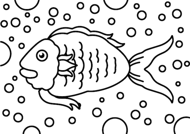 Premium vector fish coloring book for educational kids