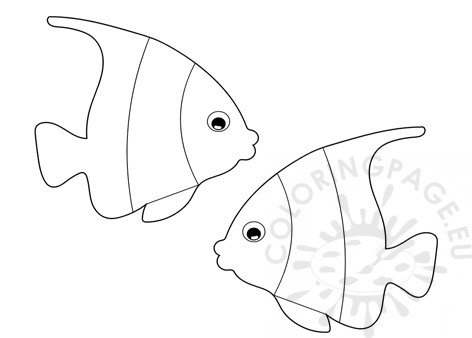 Tropical fish template coloring page