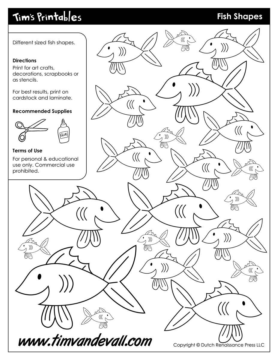 Printable fish templates for kids fish shapes â tims printables
