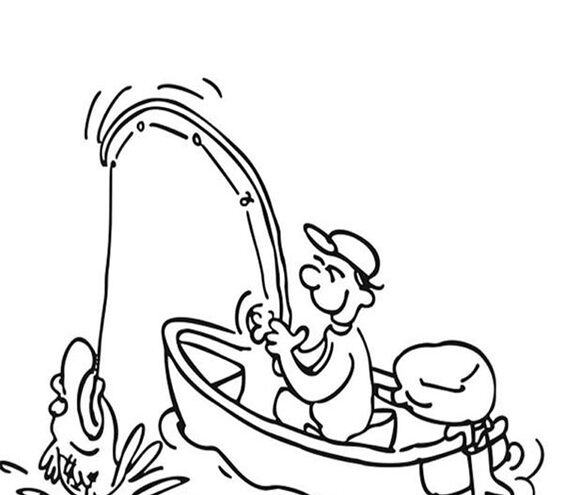 Free easy to print fishing coloring pages