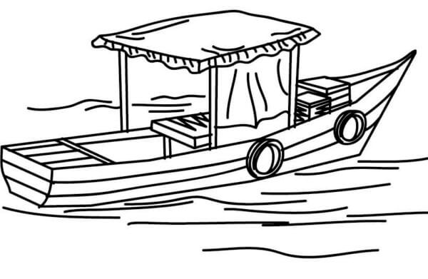 Fishing boat for fishing coloring page
