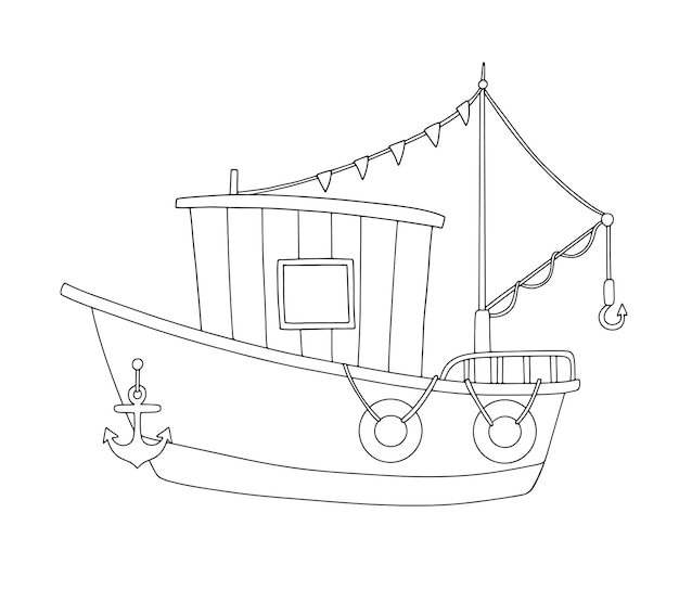 Page fishing boat coloring pages vectors illustrations for free download