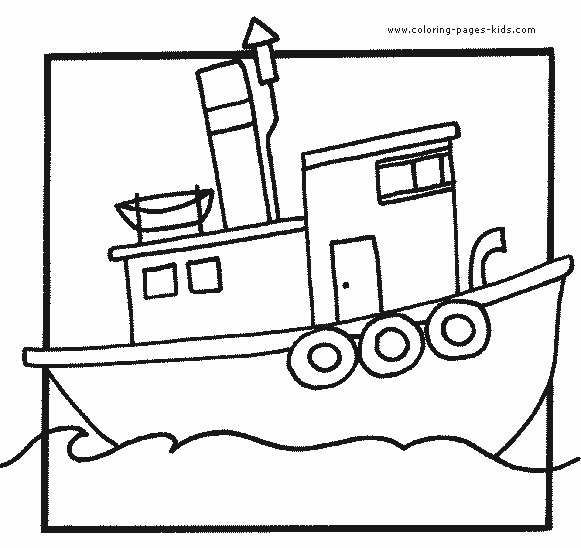 Printable tugboat coloring page