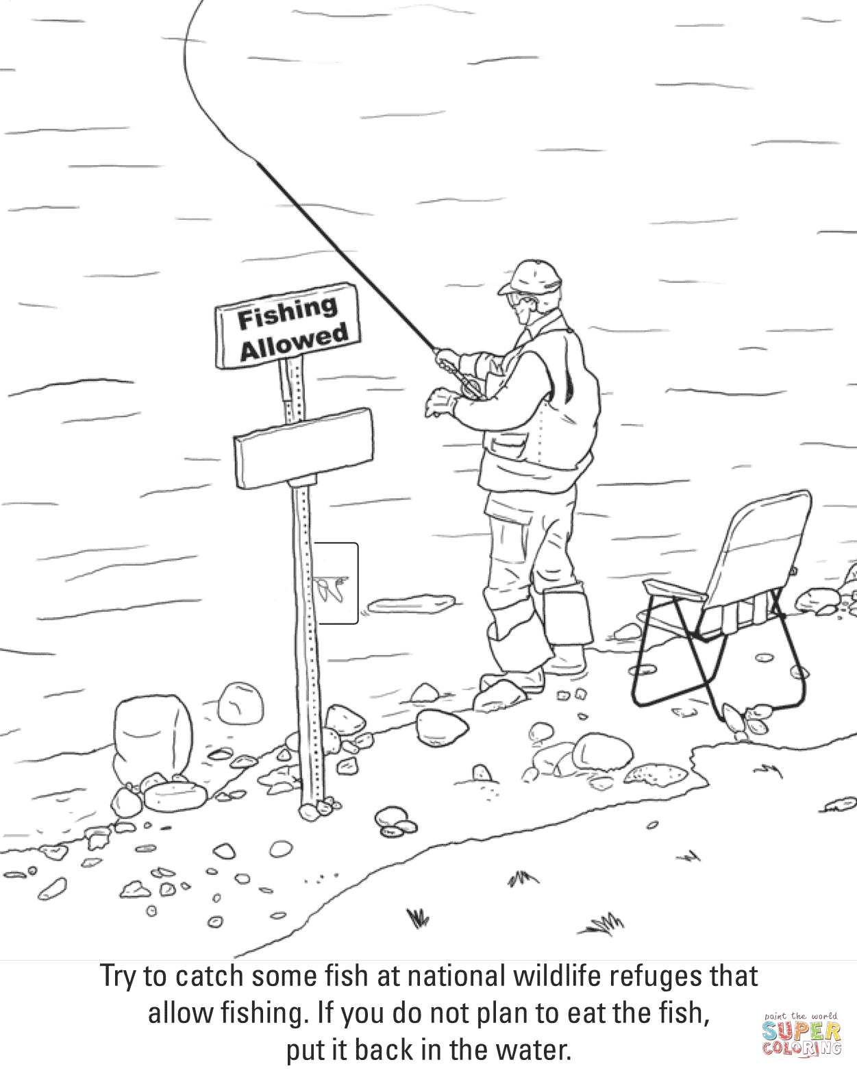 Fishing coloring page free printable coloring pages