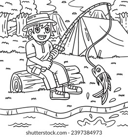 Fishing coloring page stock photos
