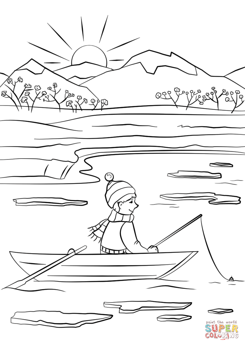 Spring fishing coloring page free printable coloring pages