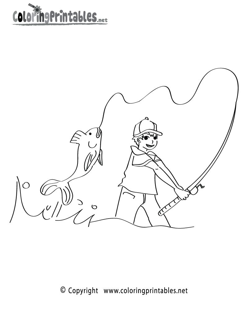 Fishing coloring page