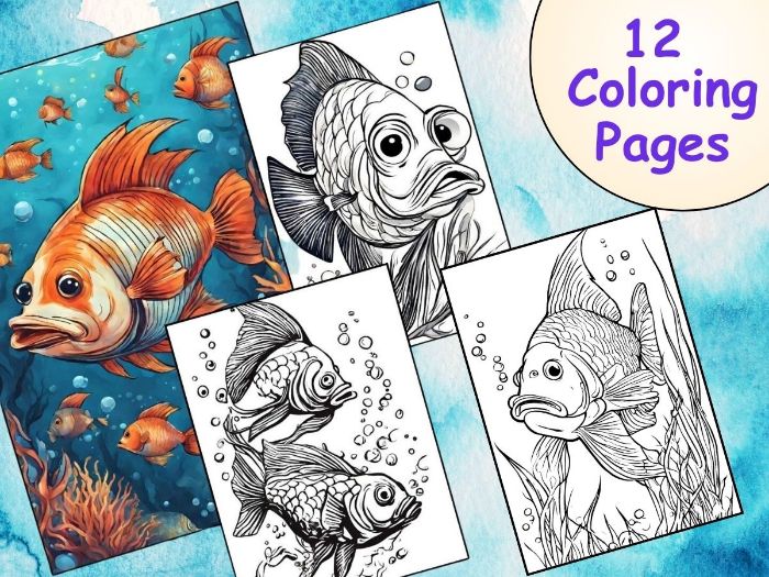 Beautiful printable fish coloring pages for kids teaching resources