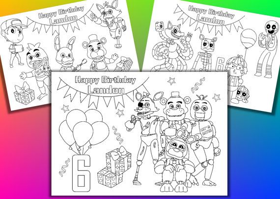 Five nights at freddy birthday party favor coloring pages activity