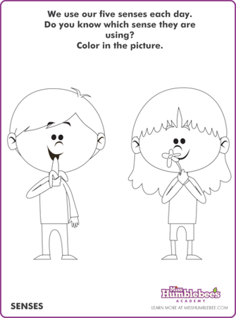 Printable five senses coloring page