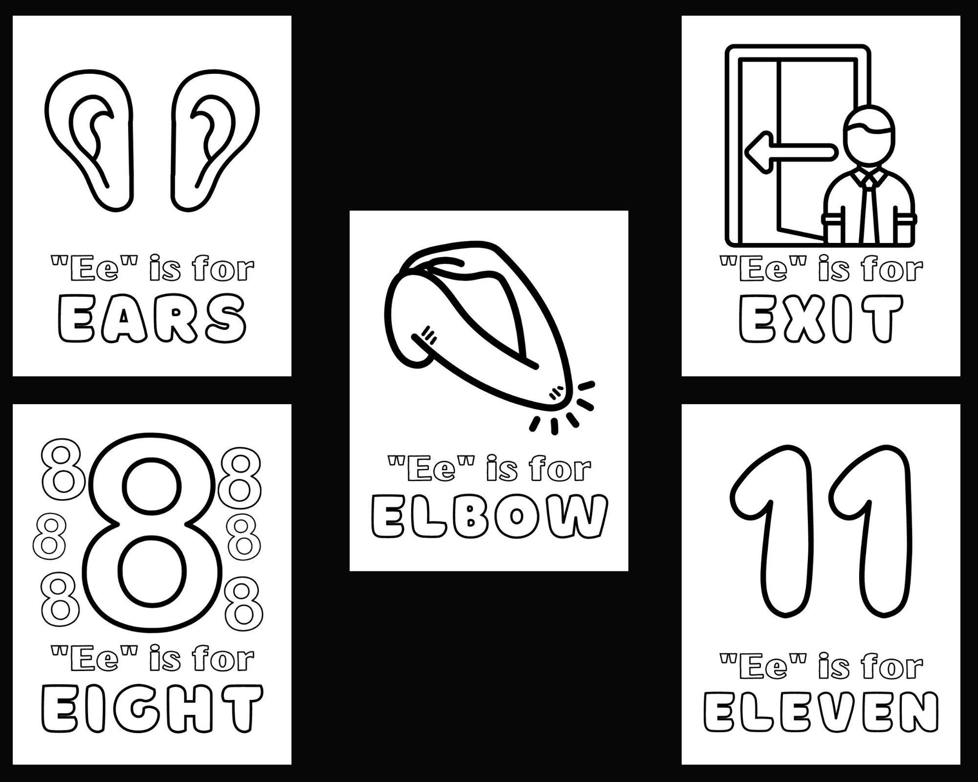 Awesome letter e coloring pages printable pdf for kids
