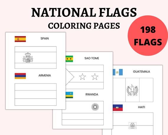 National flags educational printable pages for kids activity coloring book with national flags download now