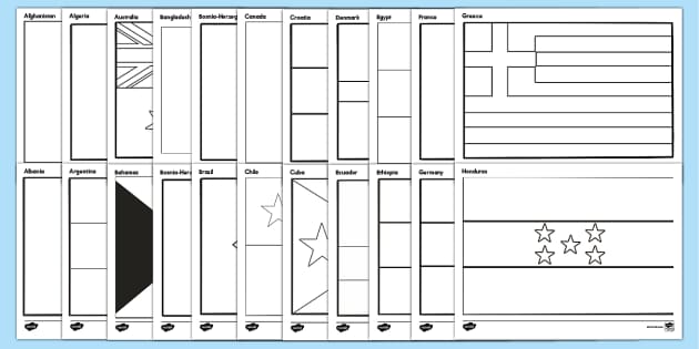 Flags around the world coloring sheets teacher made