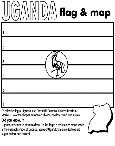 Uganda on crayola world thinking day flag coloring pages uganda