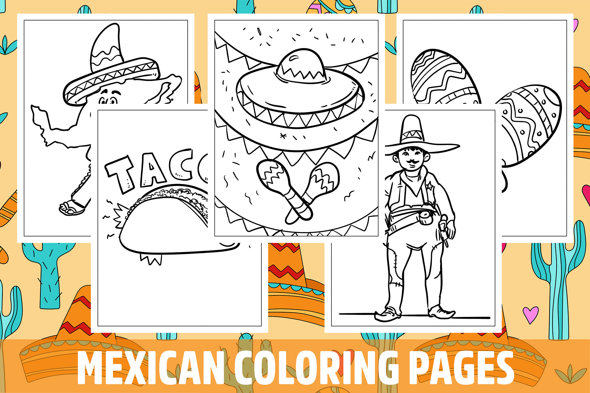 Mexican coloring pages for kids girls boys teens birthday school activity made by teachers