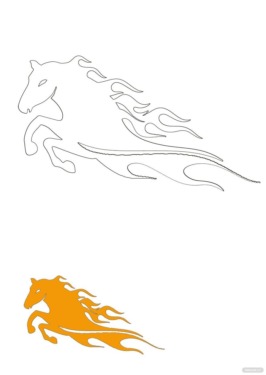 Free flame horse coloring page