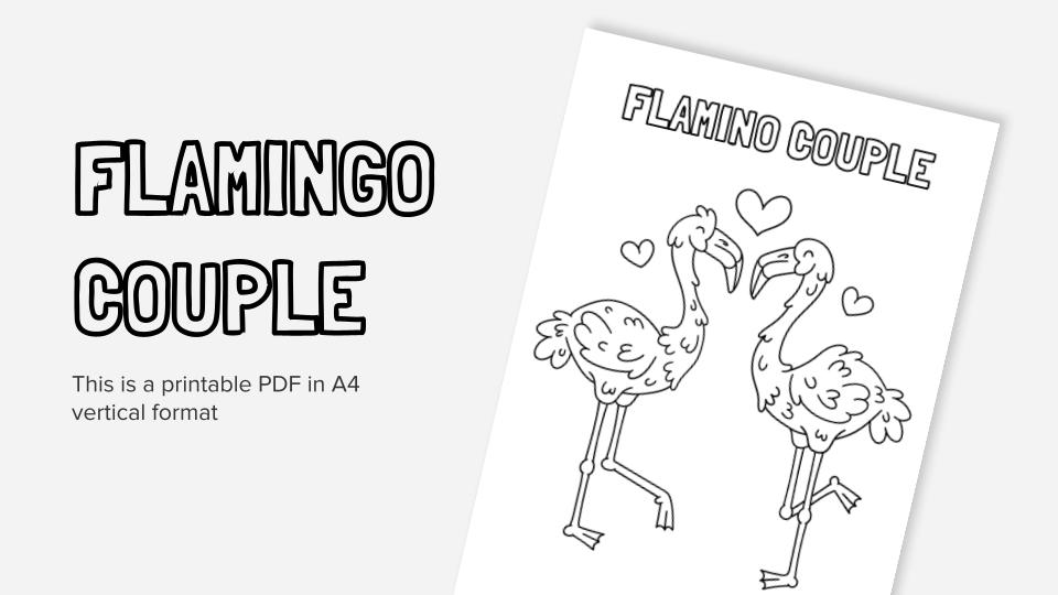 Flamingo couple printable coloring worksheet