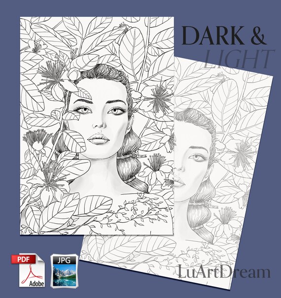Flora coloring page printable coloring page spring digital download coloring page pdf jpg grayscale coloring page for adults