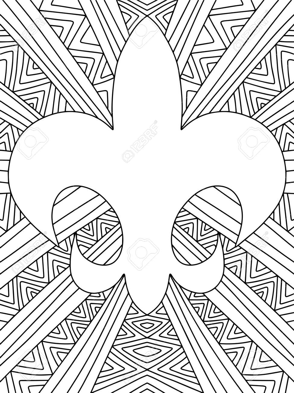 Mardi gras stylized lily coloring page stock vector illustration funny ornamental shrove tuesday coloring page of fleur de lys for kids and adults symmetry vertical printable worksheet one of serie royalty free