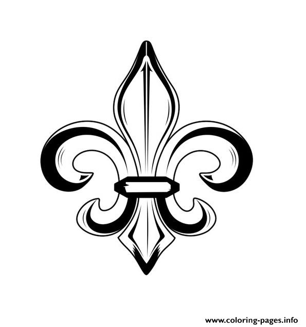 Fleur de lis modern simple tattoo coloring page printable