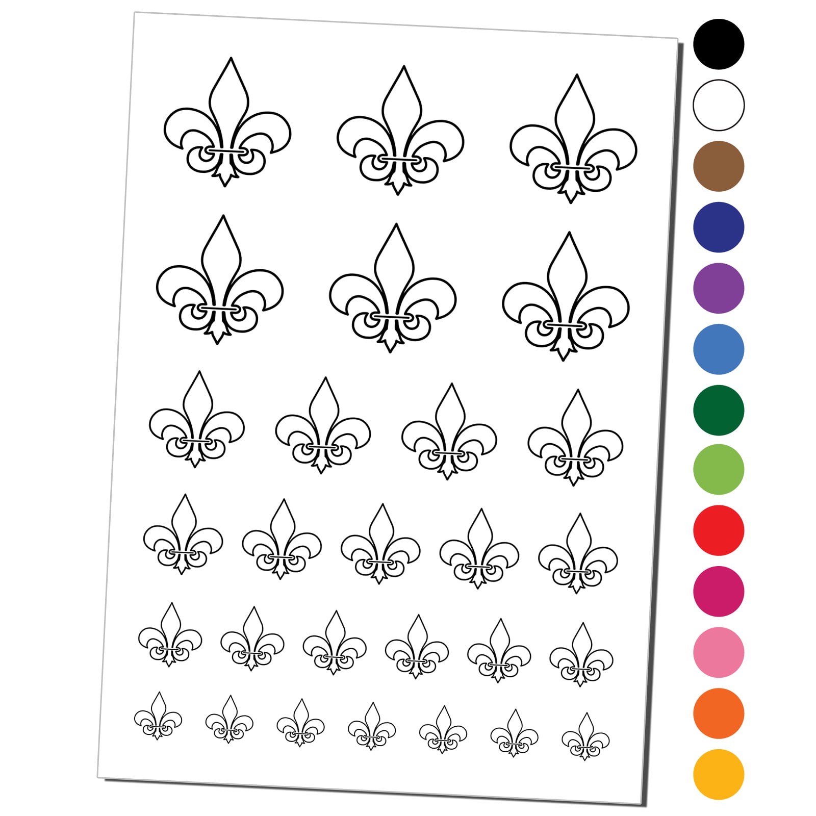 Fleur de lis outline water resistant temporary tattoo set fake body art collection