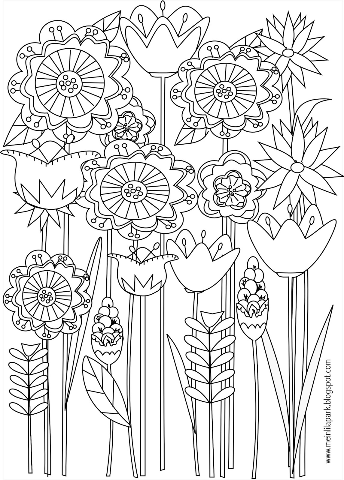 Free printable floral coloring page