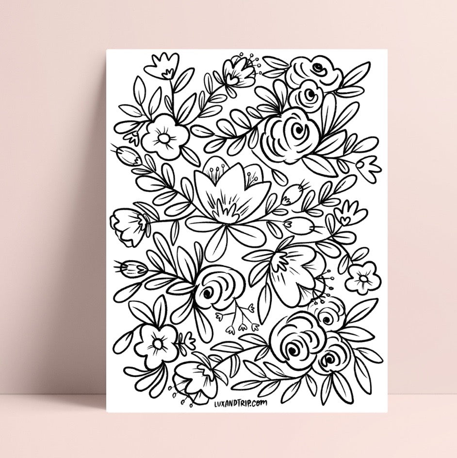 Printable flower wall coloring page â lux trip